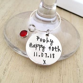Large Personalised Wine Glass Charm