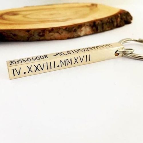 Brass Square Bar Keyring