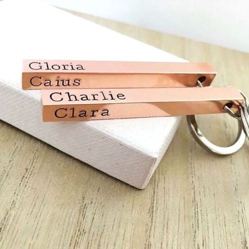 Copper Square Bar Keyring