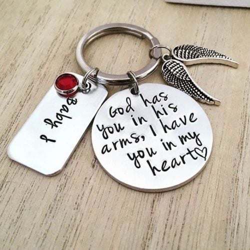 God Has You In His Arms, I Have You In My Heart Memorial Keyring