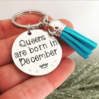Queens Are Born In December Keyring