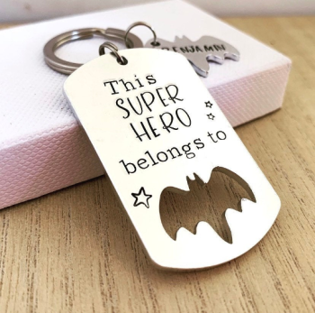Personalised Bat Superhero Keyring