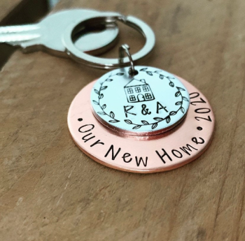 Personalised Copper Our New Home Keyring