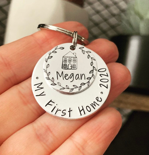 Personalised Silver My First Home Keyring