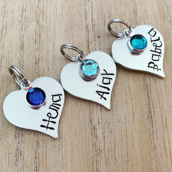 Heart Name Charms with Birthstones