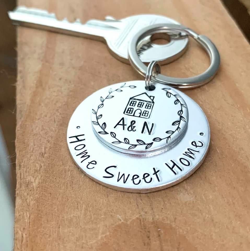 Personalised Silver Home Sweet Home Keyring