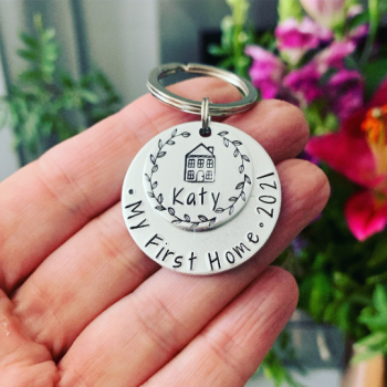 Personalised Silver My First Home Keyring