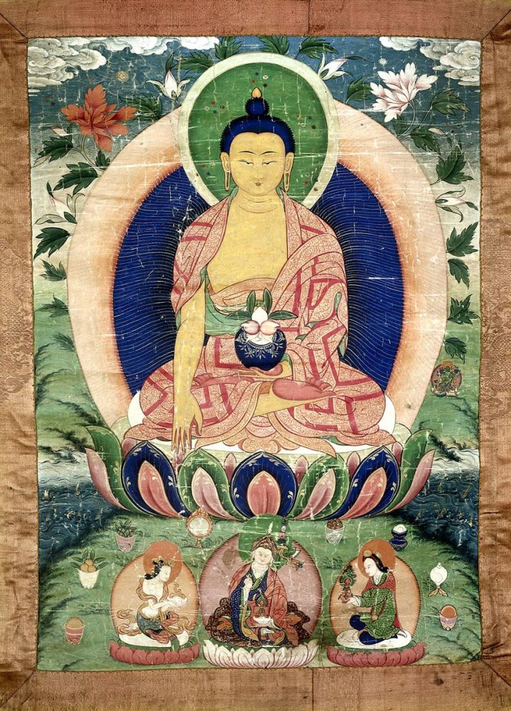 Buddha: Medicine Buddha Bhaishajyaguru: Tibetan painter, late 18th century