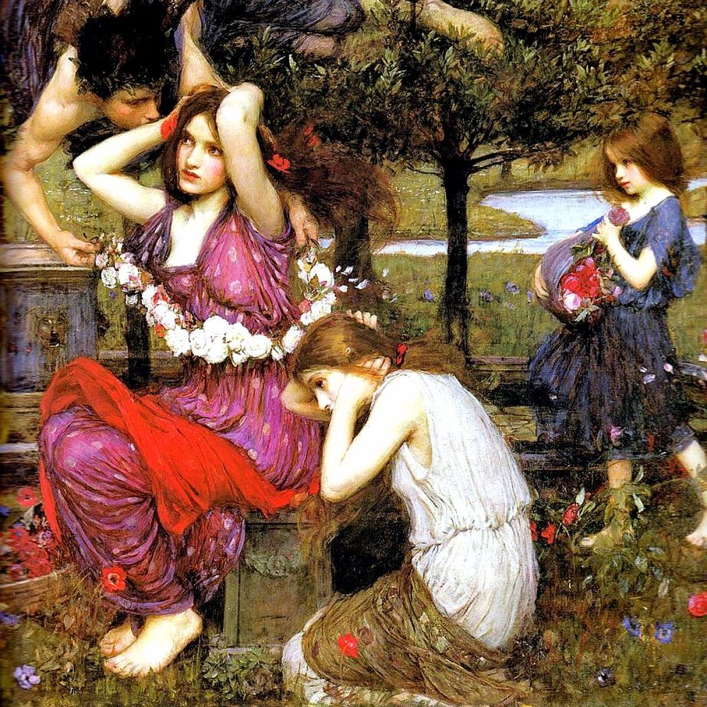John William Waterhouse: Flora and the Zephyrs, 1898 (detail)