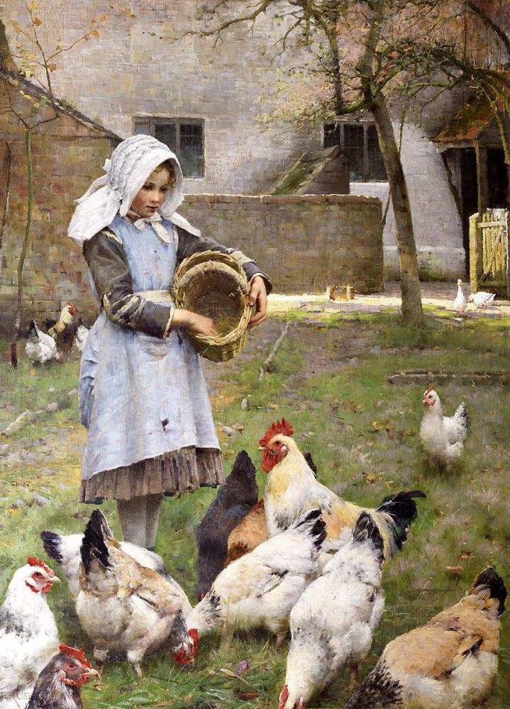 Walter Frederick Osborne: Feeding the Chickens, 1885
