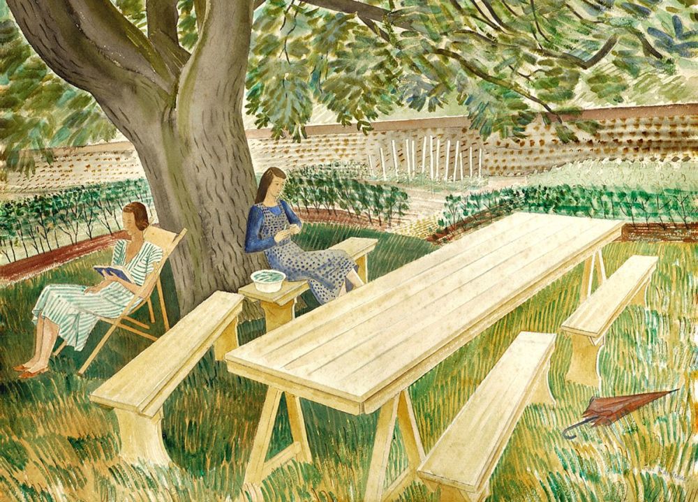 Eric Ravilious: Two Women in a Garden, 1933