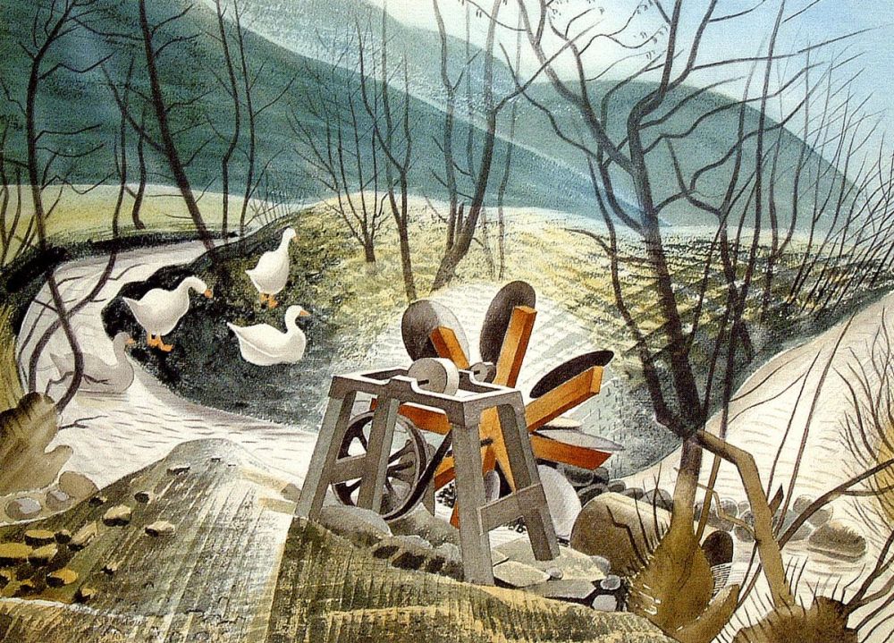 Eric Ravilious: The Water Wheel, Capel-y-ffin, 1938