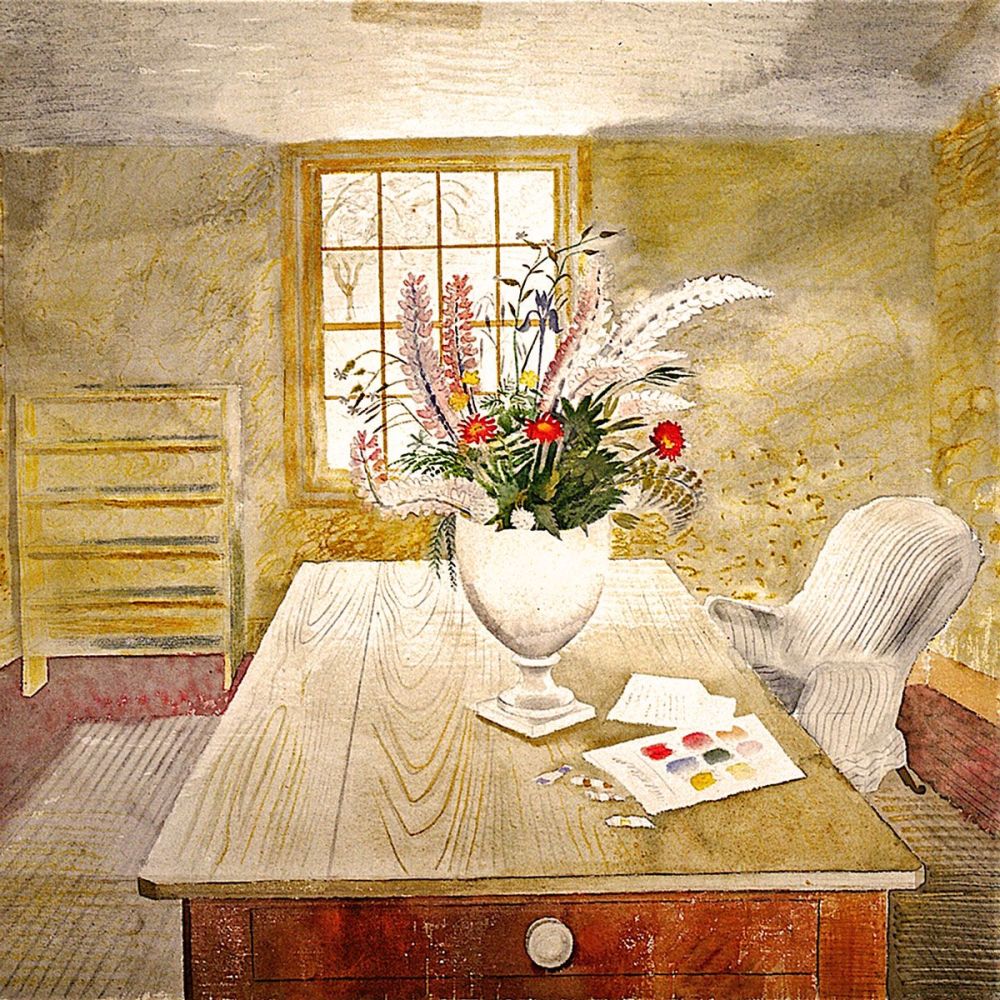 Eric Ravilious: Garden Flowers on a cottage table, 1941