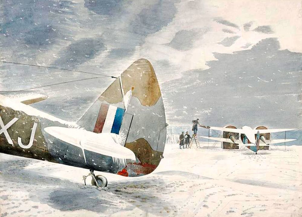 Eric Ravilious: De-icing Aircraft, 1942