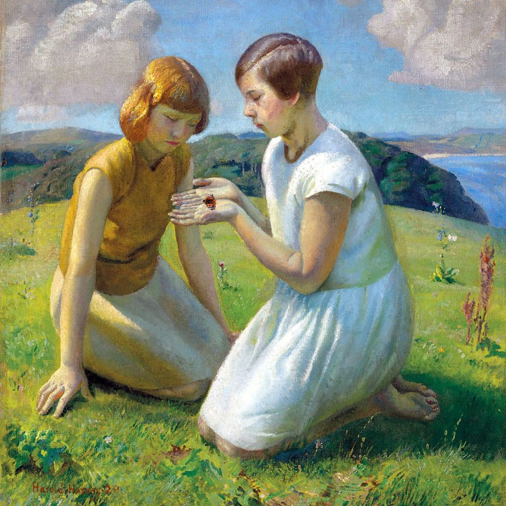 Harold Harvey: Two young girls with a Butterfly