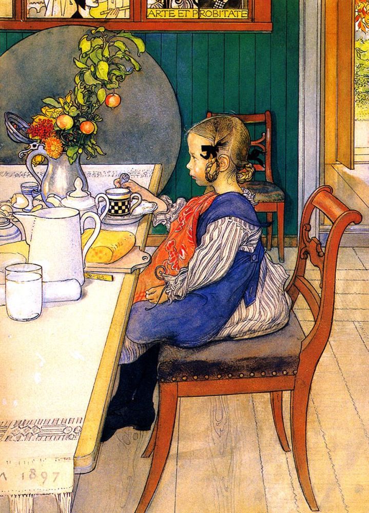 Carl Larsson: A Late Riser's Miserable Breakfast, 1900