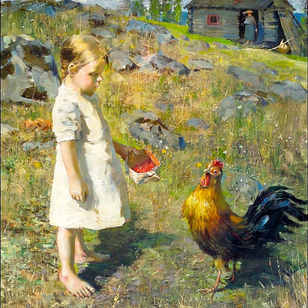 Akseli Gallen-Kallela: The Girl and the Rooster, 1886