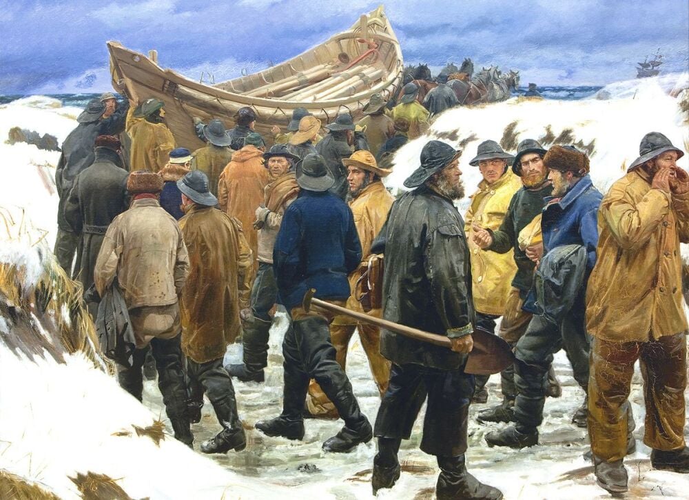 Michael Ancher: The Lifeboat is Taken through the Dunes, 1883