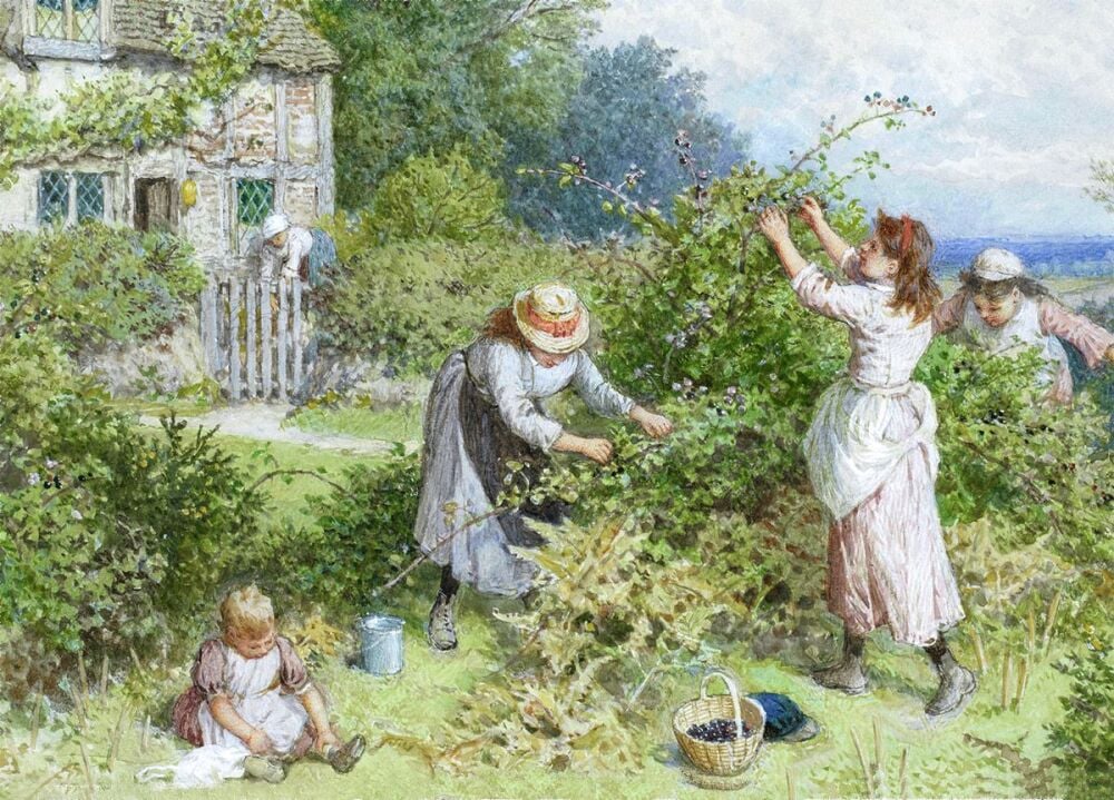 Myles Birket Foster: Gathering Blackberiies