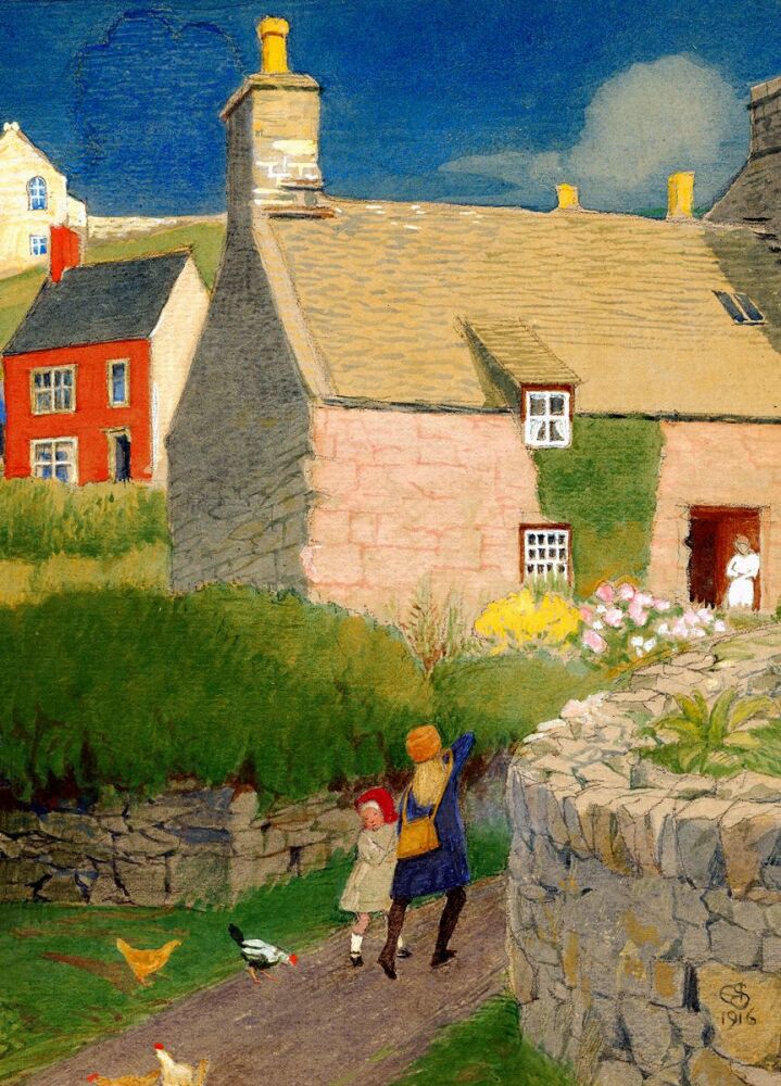 Joseph Edward Southall: The Mill Cottage, Harlech, North Wales, 1916