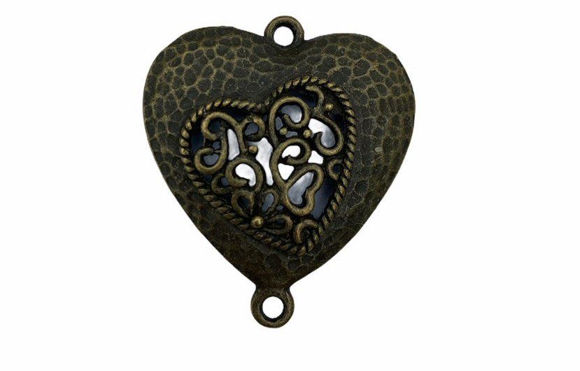 Antique bronze pendant heart shape - D3