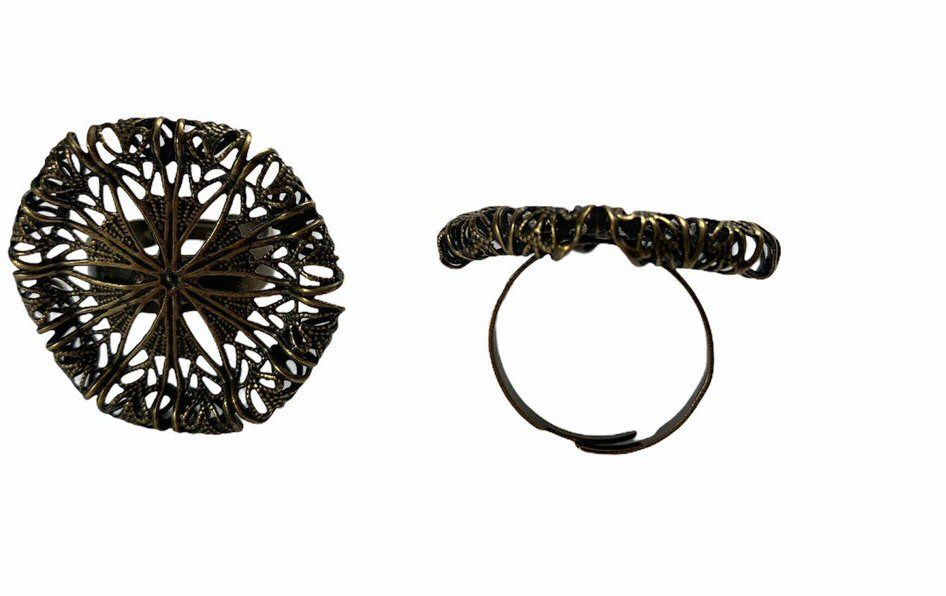 Antique bronze  Filigree ring - D13