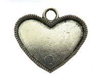 silver style small heart bezel tray - A15