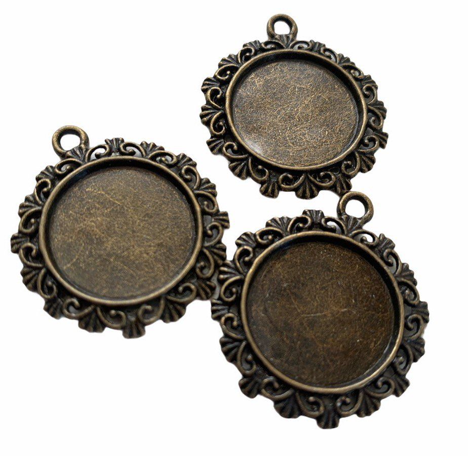Bronze  style circular patterned bezel trays - B3