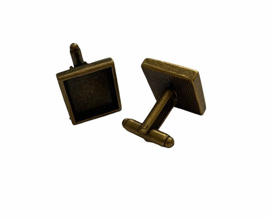 Copper style square cuff link with bezel tray - A7