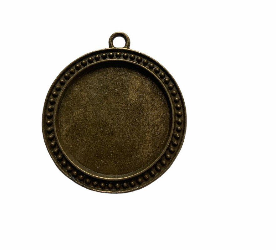 Bronze style circular patterned pendant - A3