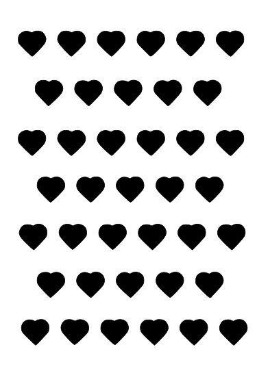 Hearts in a row stencil