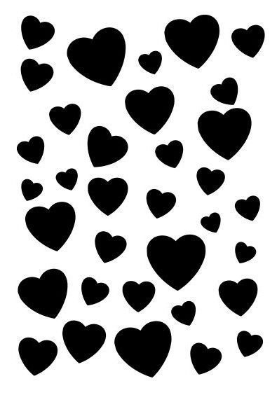 Scattered hearts stencil