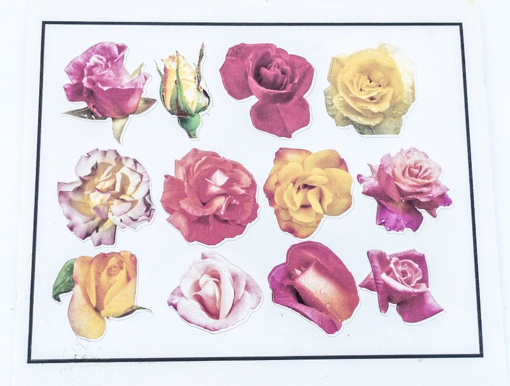 New 12 x glossy rose stickers