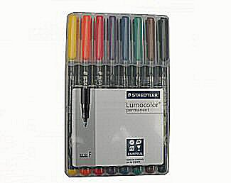 Lumocolour permanent colour pens - 8 fine