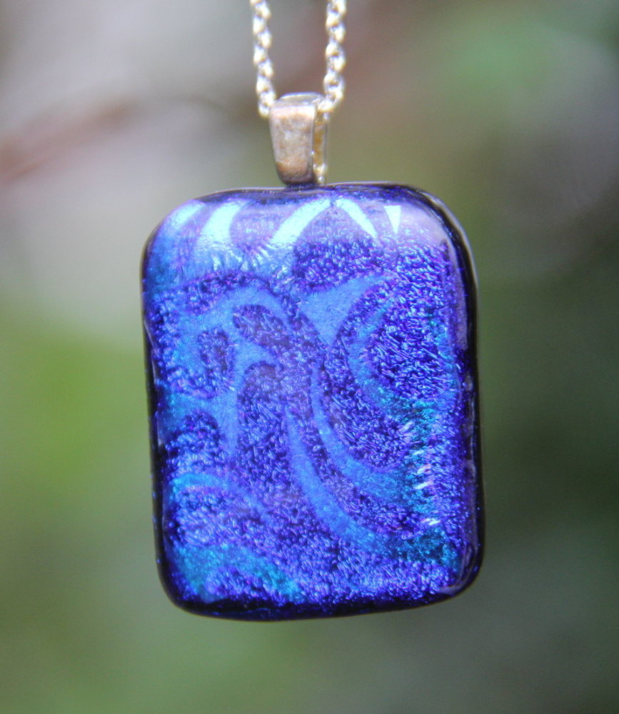 Deep Blue abstract dichroic pendant