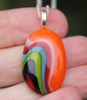 Swirl fused glass pendant, swirl fused glass necklace, fused glass pendant