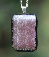 Brown and silver swirl dichroic shimmer pendant,  silver dichroic necklace, fused glass necklace, fused glass pendant, 