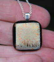 Small gold dichroic firework shimmer pendant, dichroic glass necklace, firework dichroic necklace, fused glass necklace, fused glass pendant, 