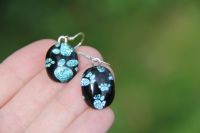 Pale Blue Dichroic Paw print earrings