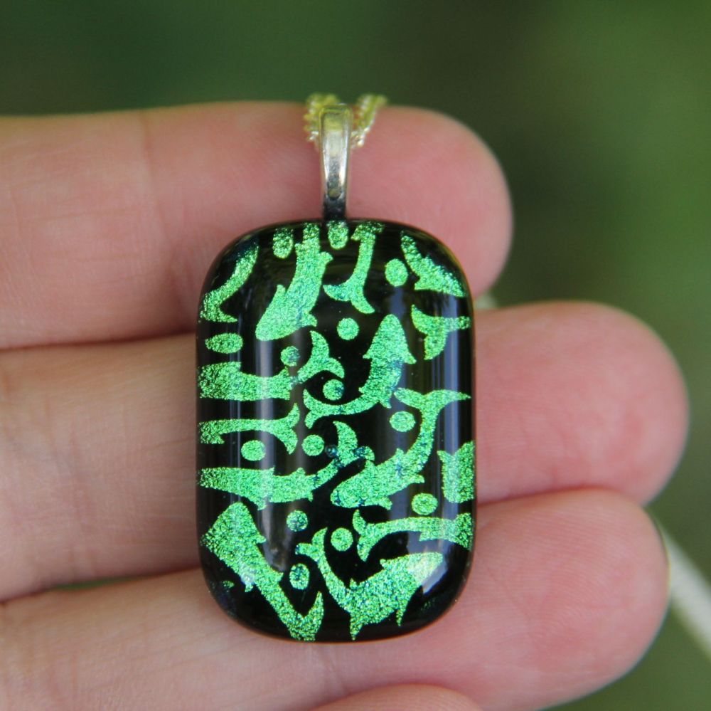 Koi fish dichroic glass pendant