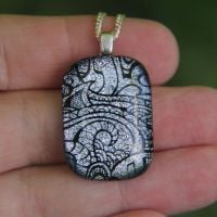 Silver swirls dichroic glass pendant