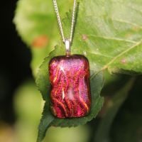 Red orange river flow dichroic glass pendant