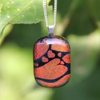 Swooping hearts dichroic glass pendant