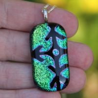 Long green dichroic glass pendant