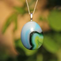 Large Blue and green swirl glass pendant