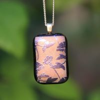 Lilac flower dichroic glass pendant