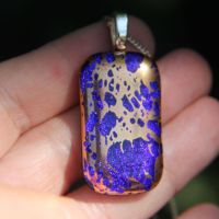 Dichroic pendant,blue and gold marble pendant