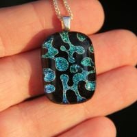 Blue coral dichroic glass  pendant