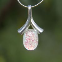 Silver green dichroic wishbone pendant