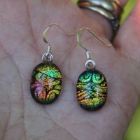 Rainbow dichroic drop earrings